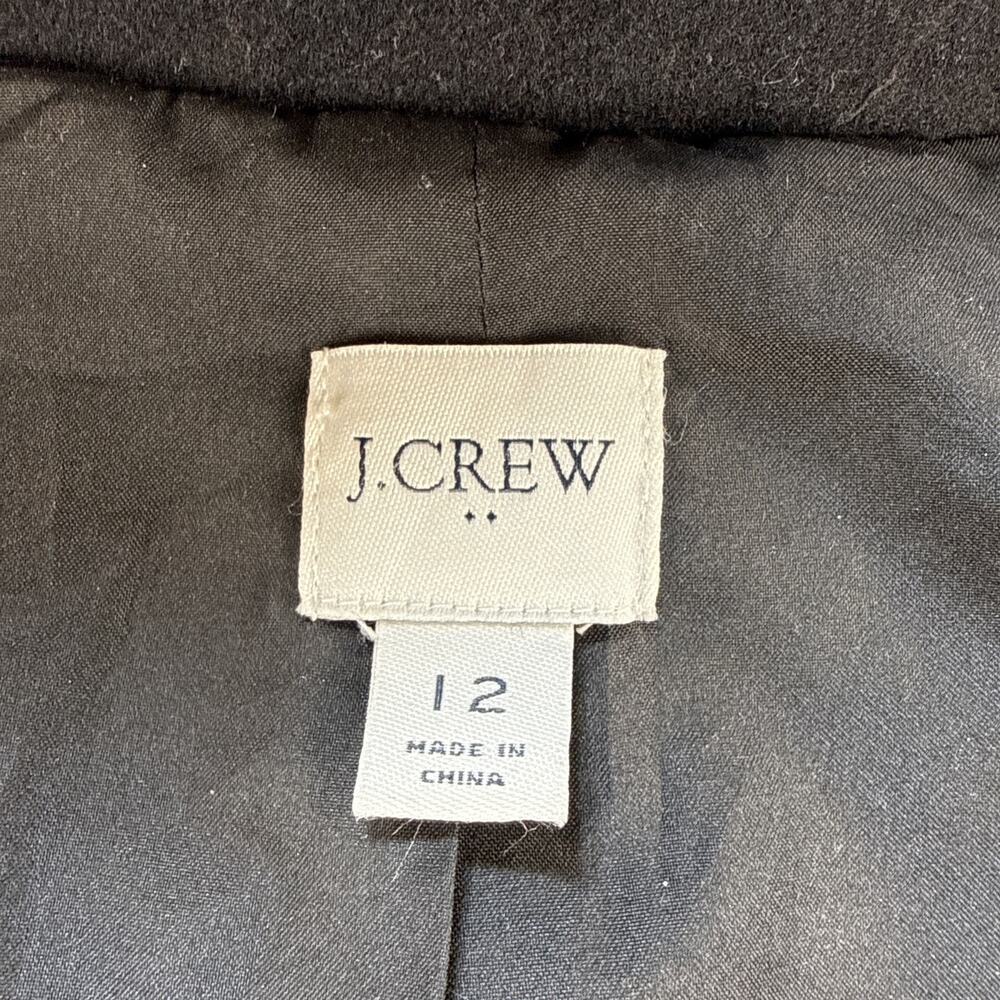 J Crew Womens Classic City Coat Size 12 Black Wool Blend Mock Neck Minimalist‎ - Picture 7 of 8